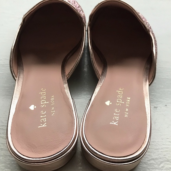 NWOT Kate Spade Gowan Mules in Rose Gold Glitter - Picture 5 of 7